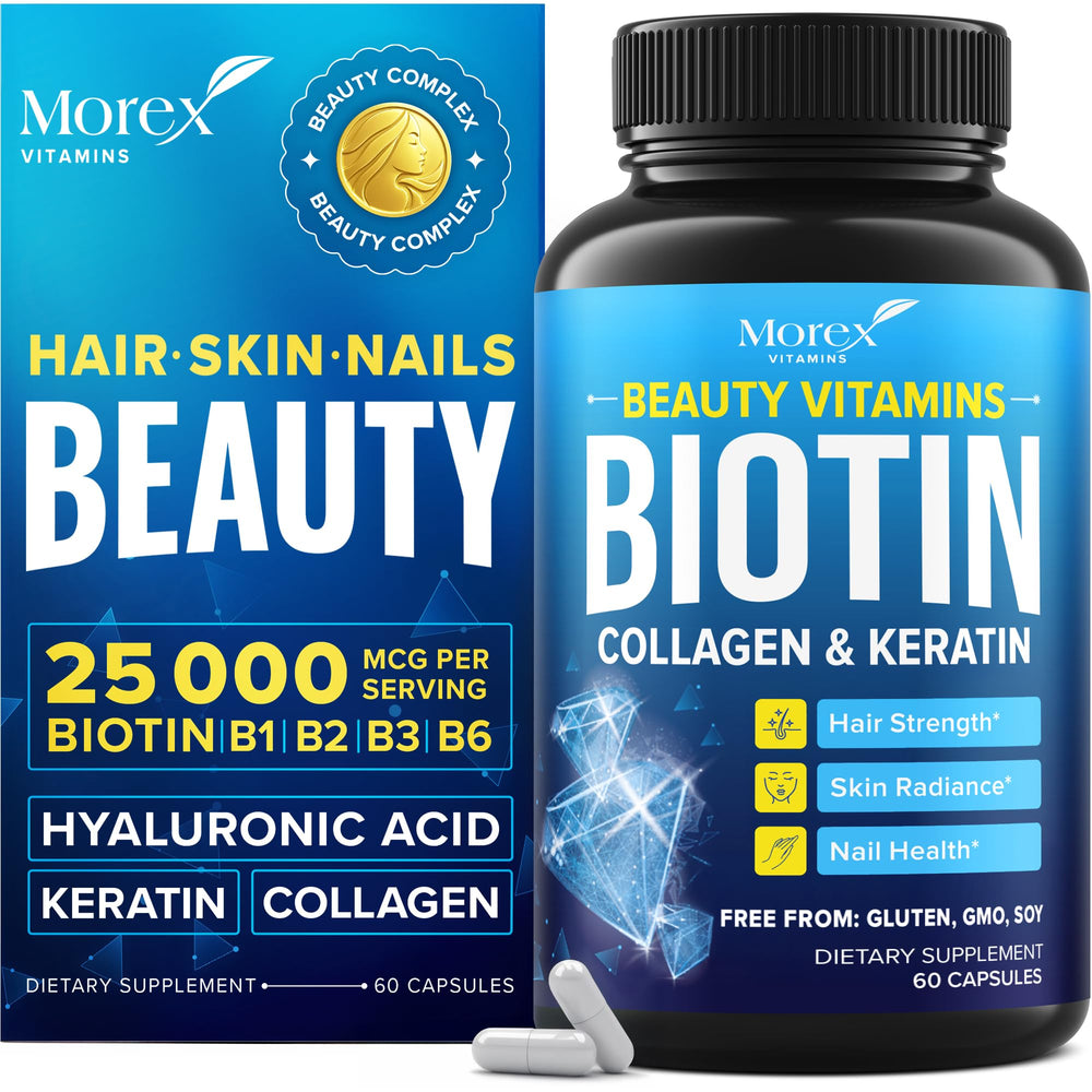Bottle of Biotin Keratin & Collagen Capsules with 60 capsules, USA-made