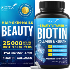 Bottle of Biotin Keratin & Collagen Capsules with 60 capsules, USA-made