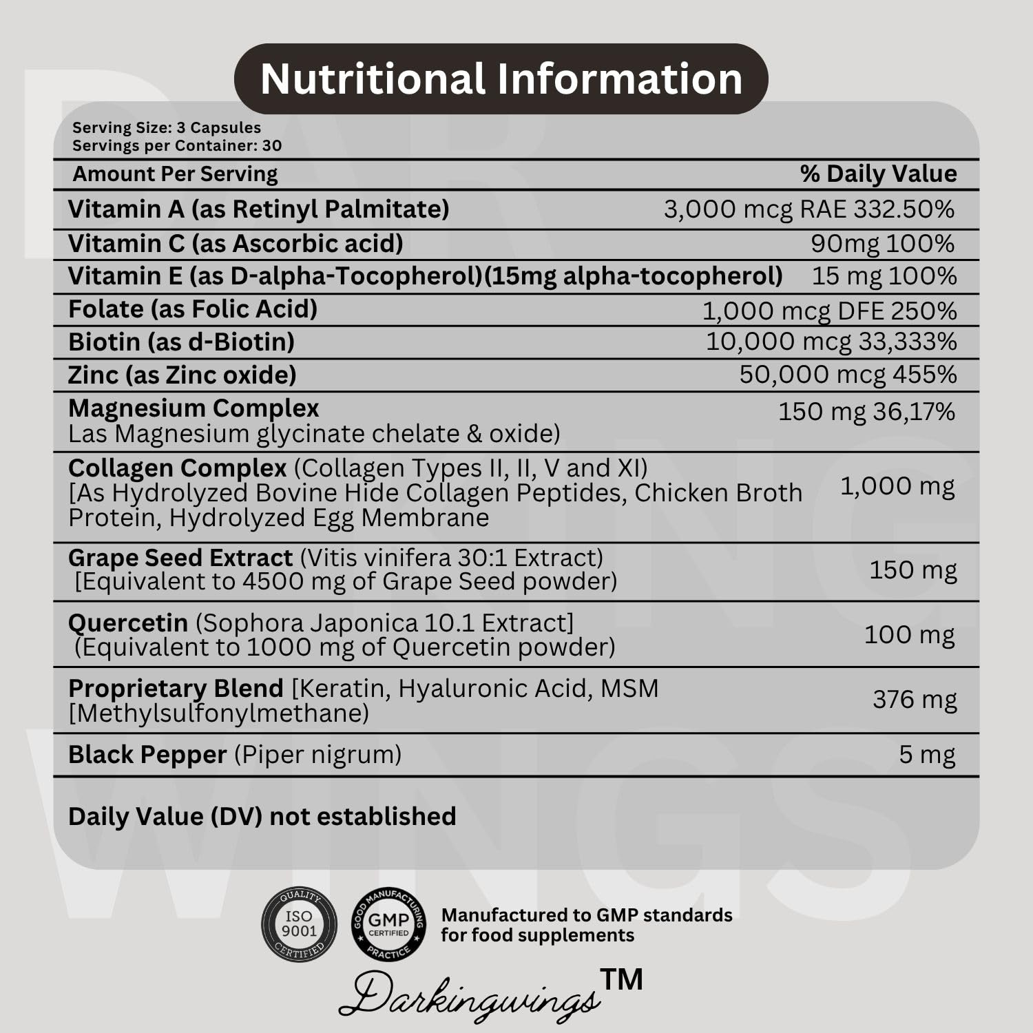 Biotin, Keratin and Hyaluronic Acid capsules