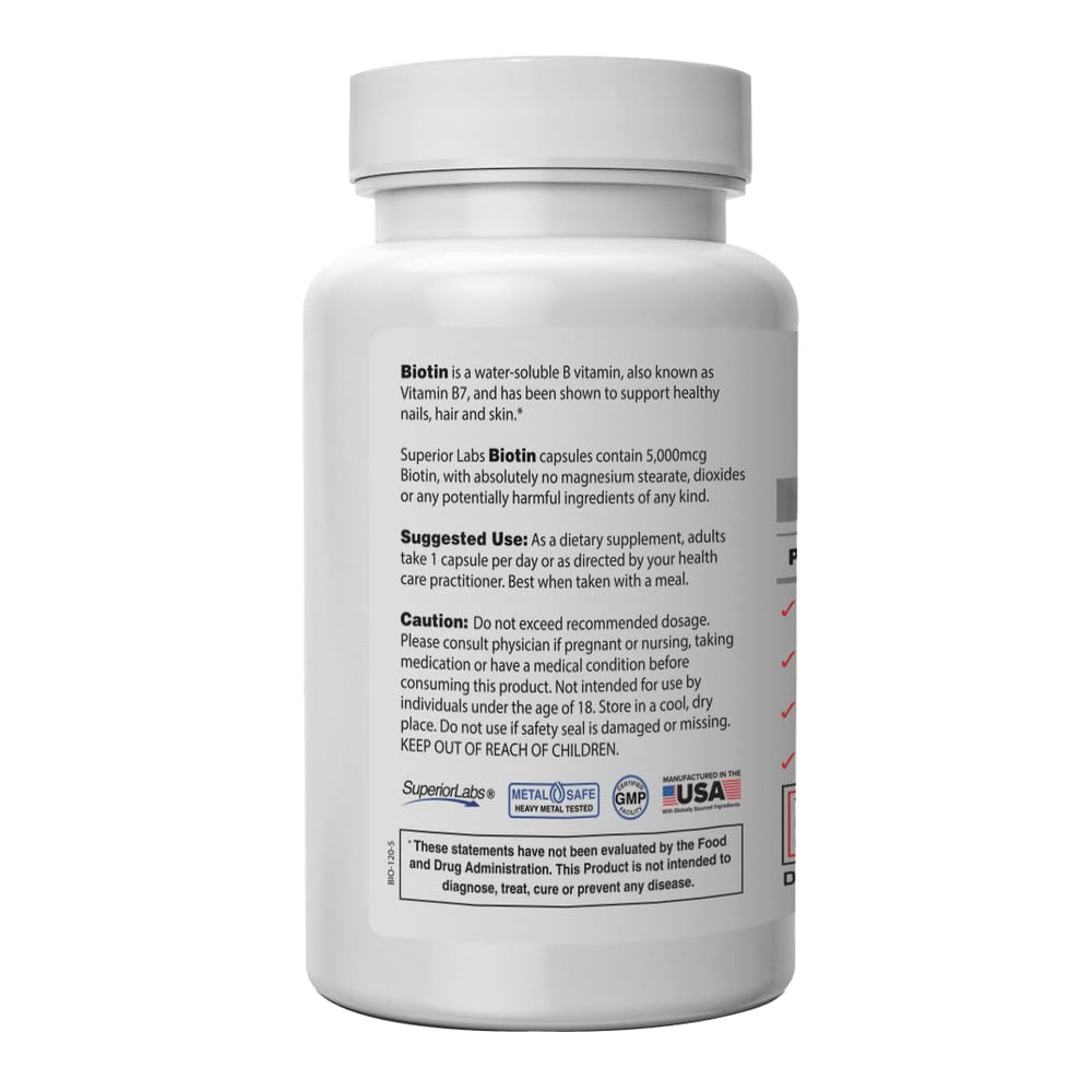 Biotin Non-GMO supplement bottle label