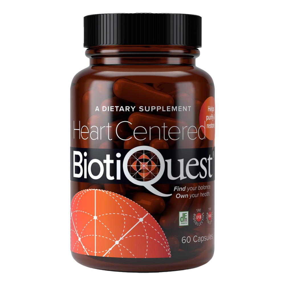 BiotiQuest Heart Centered Probiotics bottle with label