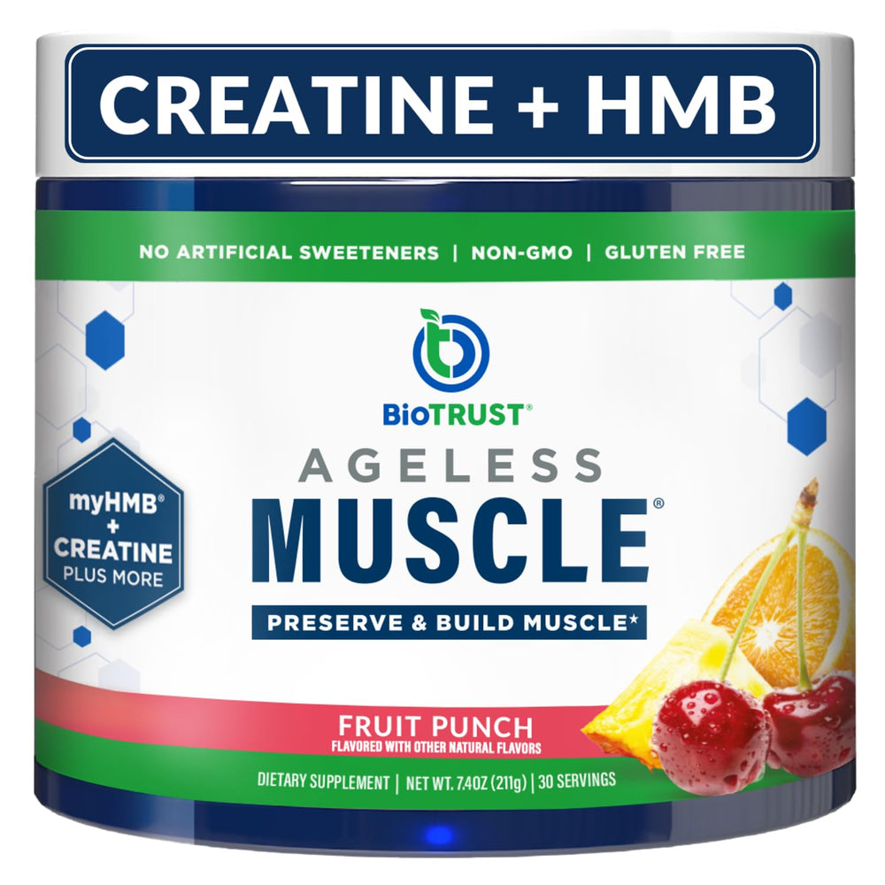 BioTrust Ageless Muscle Builder Fruit Punch flavor bottle