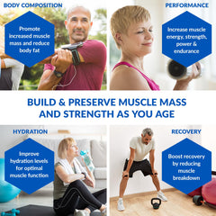 Serving scoop of Ageless Muscle powder with a glass