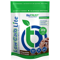 BioTrust Low Carb Lite chocolate bottle pour shows smooth protein delivery for quick shakes