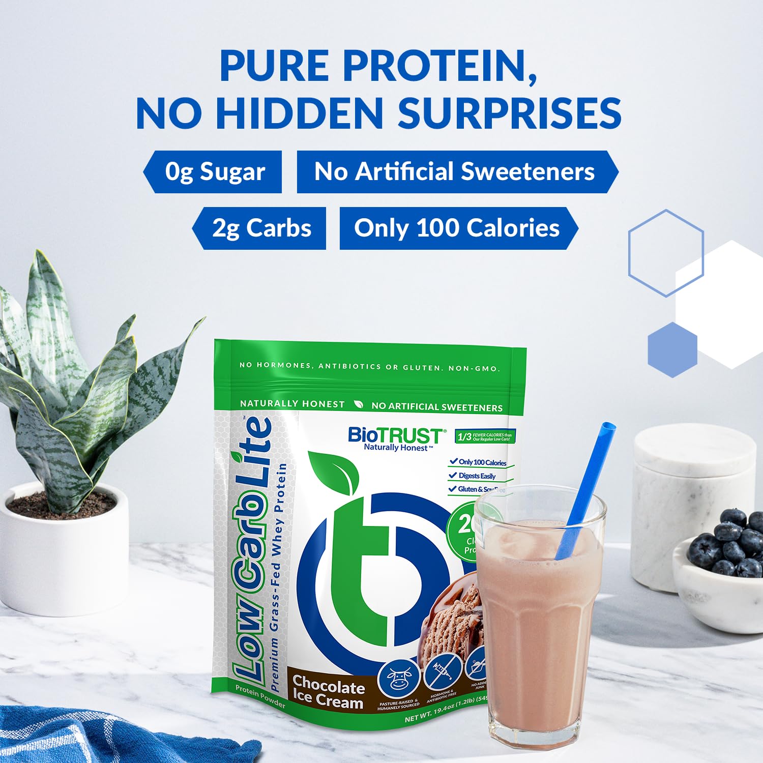 BioTrust Low Carb Lite chocolate shaker-mix captures creamy texture in a ready-to-drink shake