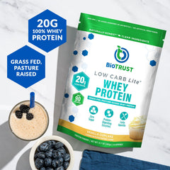 BioTrust Low Carb Lite grass-fed whey powder for clean muscle-supporting protein