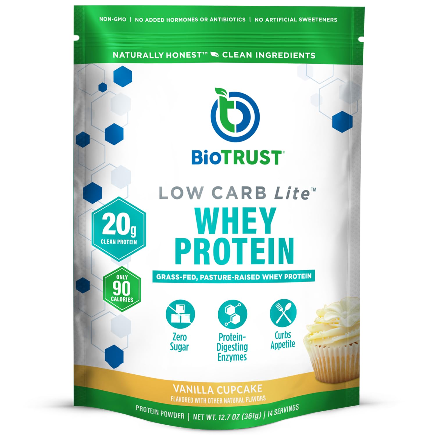 BioTrust Low Carb Lite bottle in Vanilla Cupcake flavor for convenient protein fueling