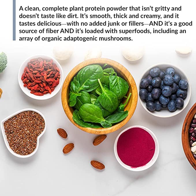 BioTrust Low Carb Plant 15-superfood blend with vibrant ingredients.