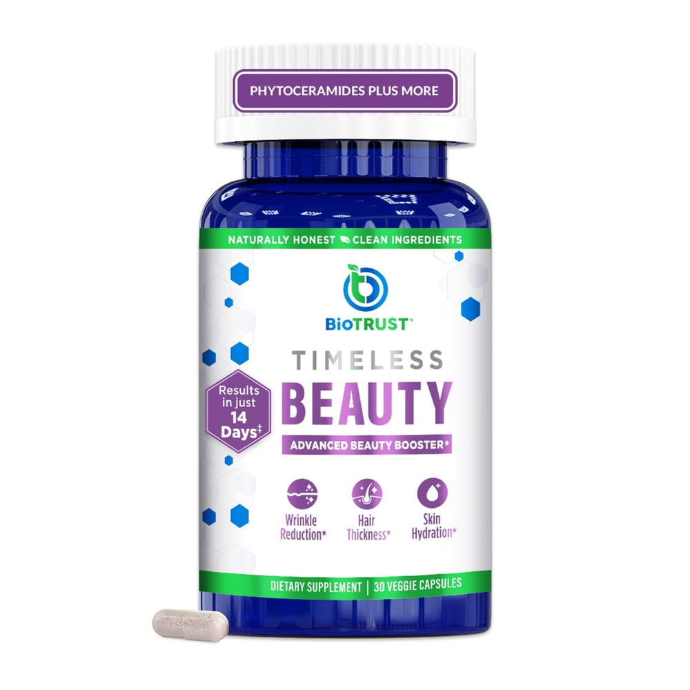 BioTrust Timeless Beauty Ceramide Booster bottle with 30 capsules