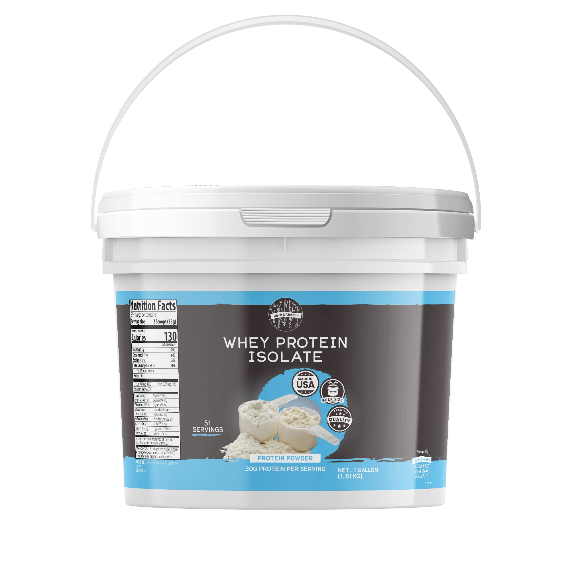 Birch &amp; Meadow Whey Protein Isolate Unflavored 1 Gallon container