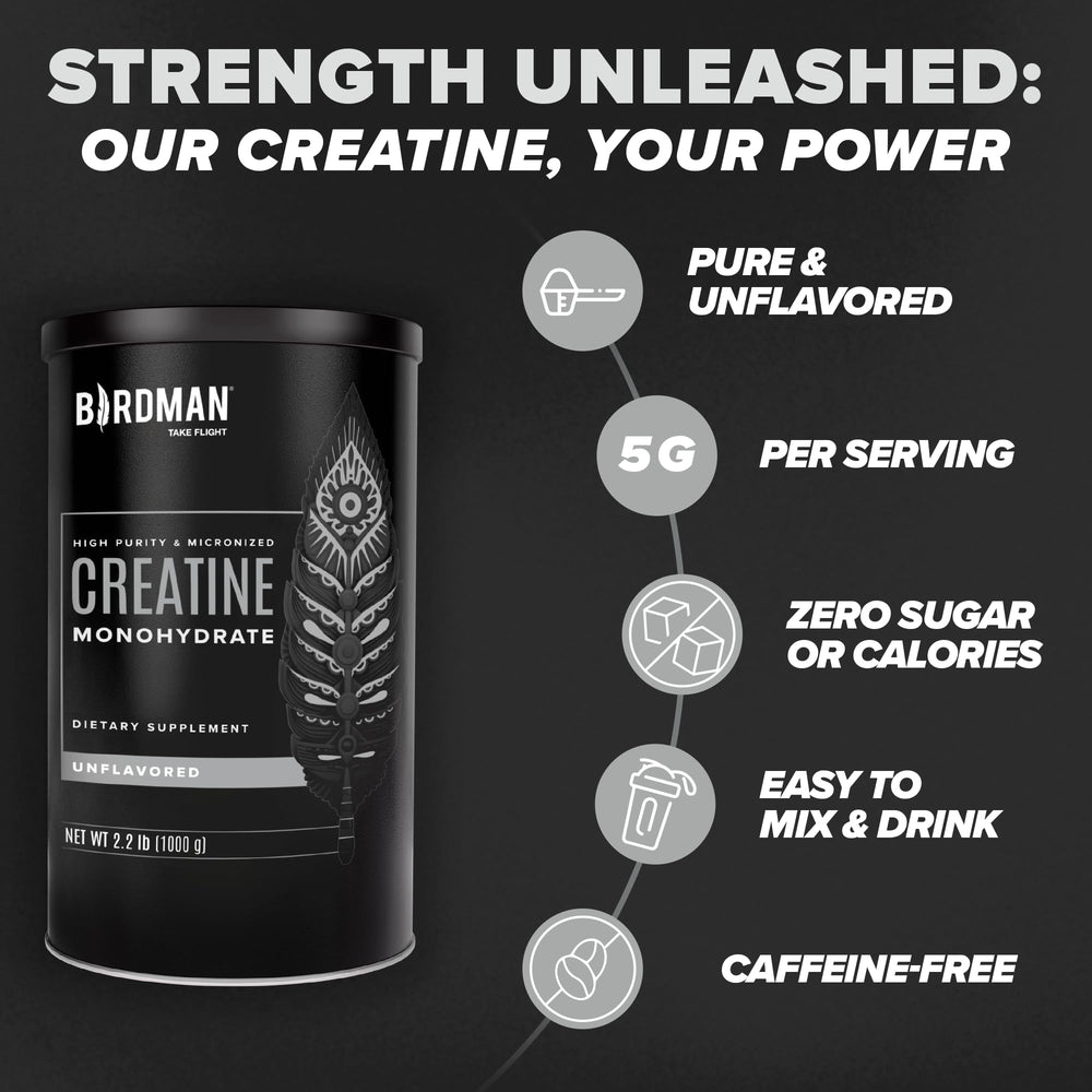 Scooper with creatine powder showing 5 g serving