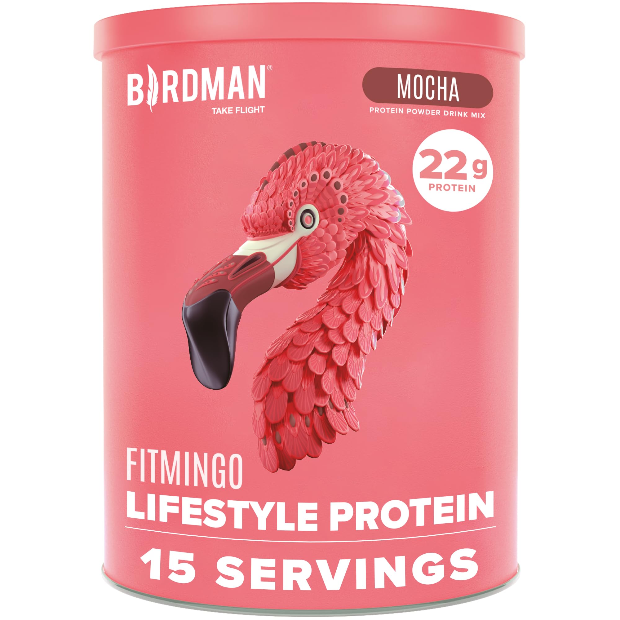 BIRDMAN Fitmingo front packaging showing product branding and mocha flavor for clear shelf identification