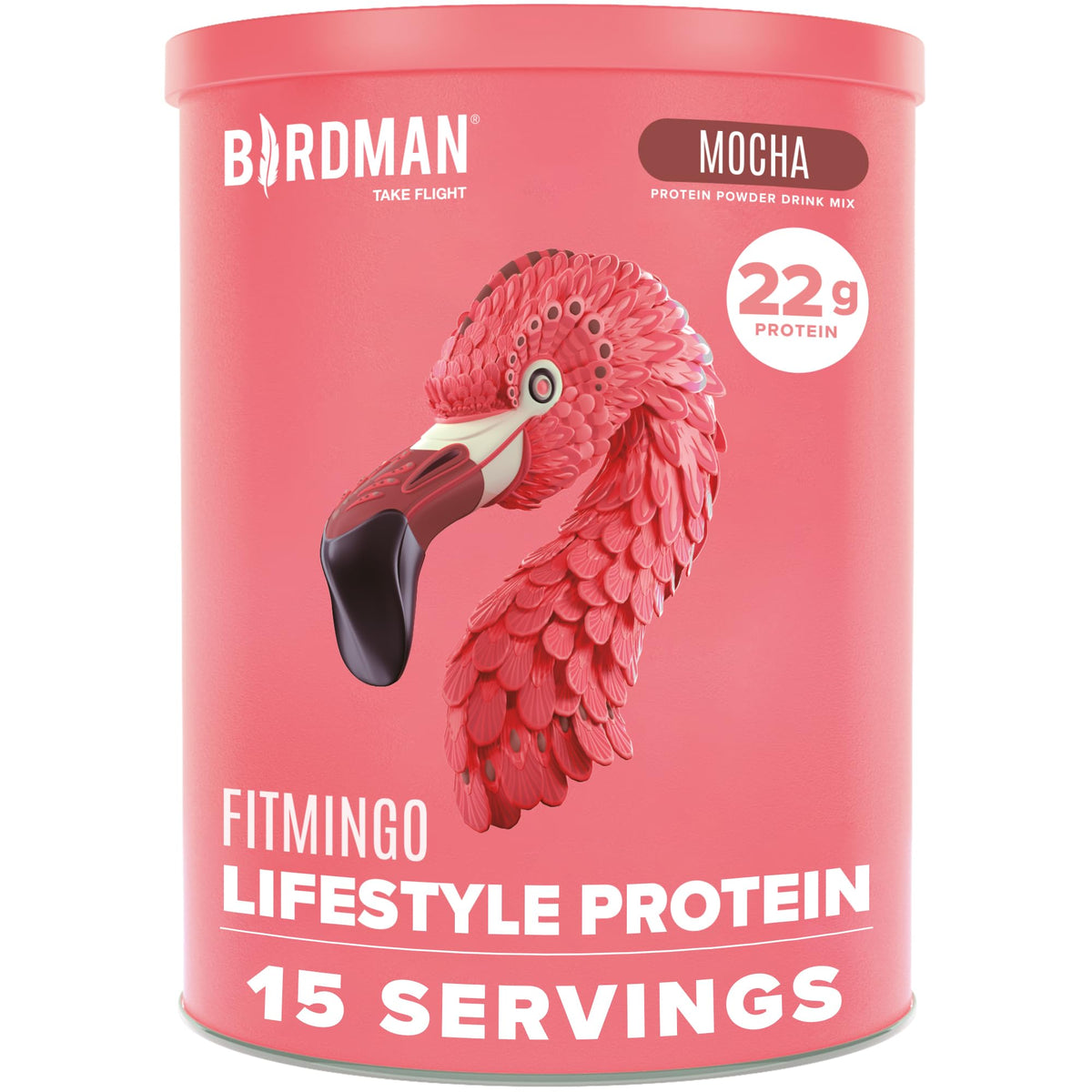 BIRDMAN Fitmingo front packaging showing product branding and mocha flavor for clear shelf identification
