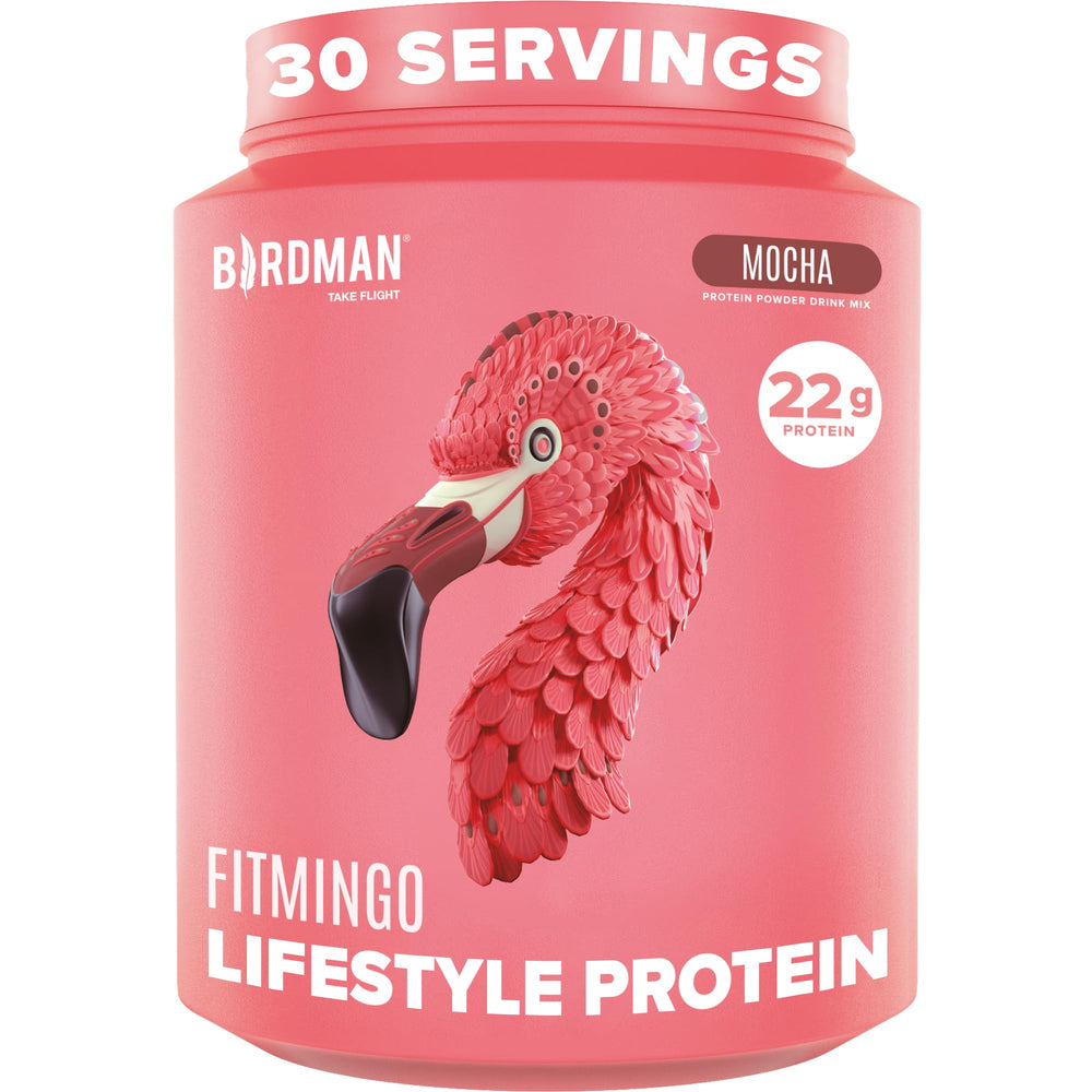 BIRDMAN front packaging showing product benefits and mocha flavor