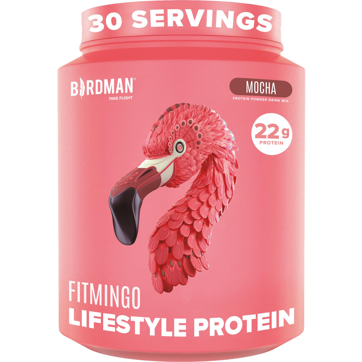 BIRDMAN front packaging showing product benefits and mocha flavor