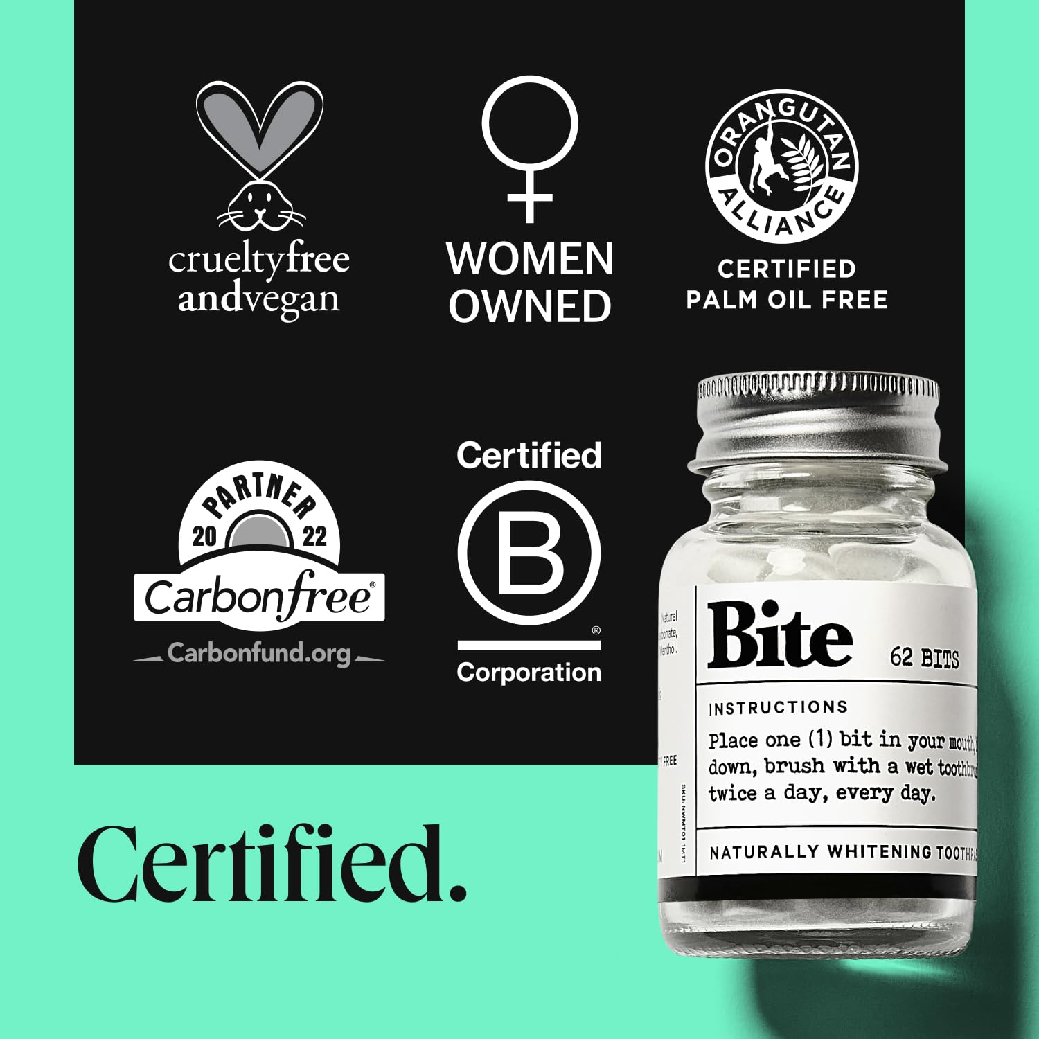Travel-size Bite Toothpaste Bits packaging