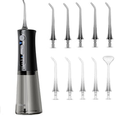 Bitvae C5 Water Flosser cordless black with 10 nozzles displayed