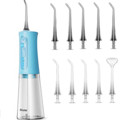 Bitvae C5 Water Flosser Sky Blue front view with 10 nozzles