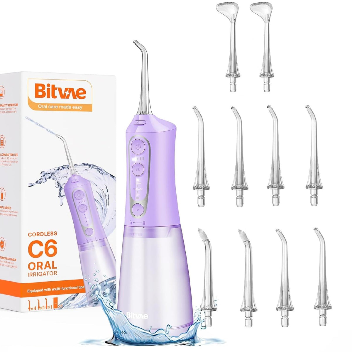 Main image of Bitvae C6 water flosser purple bundle