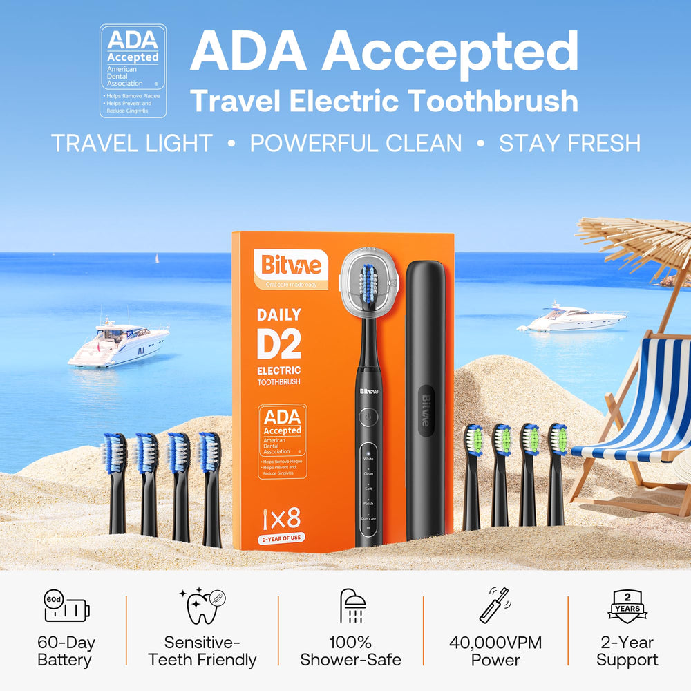 Bitvae D2 electric toothbrush back view in shadow black