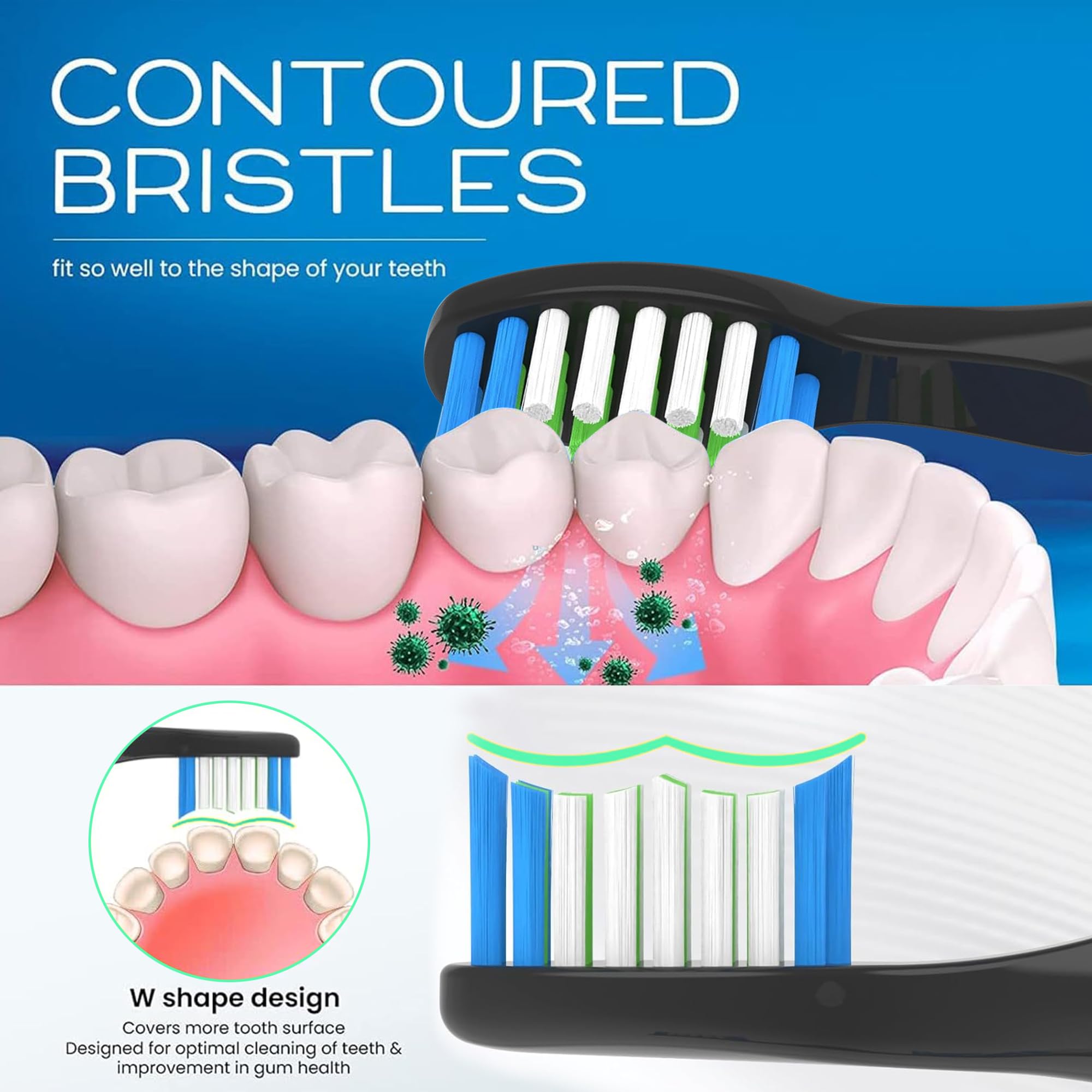 Premium DuPont bristles on Bitvae D2 replacement head