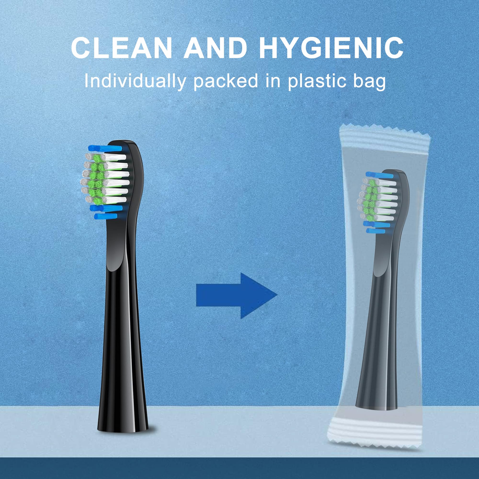 Rounded-end bristles for gentle brushing with Bitvae D2 heads