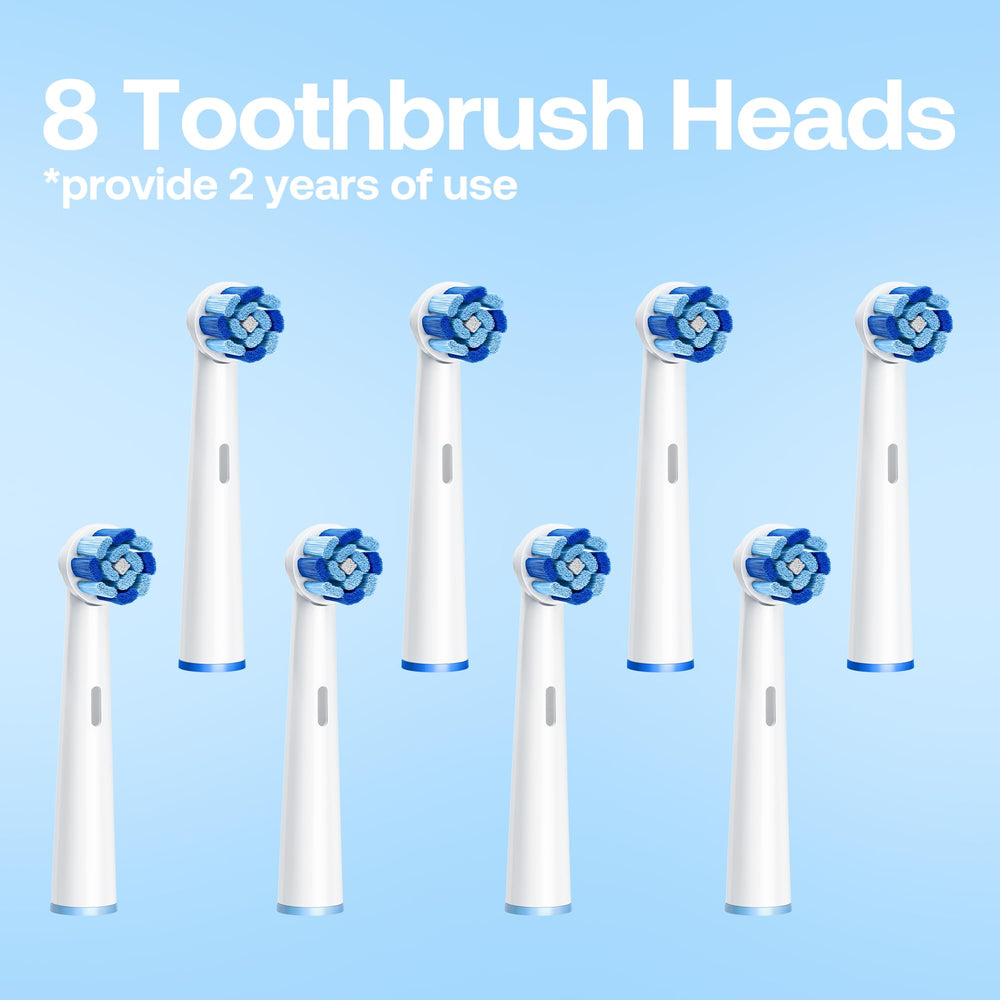 Eight replacement brush heads included with Bitvae R2