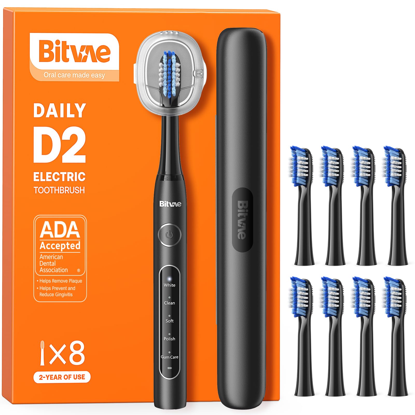 Bitvae Travel Clean Toothbrush-D2 electric toothbrush with 2-in-1 holder