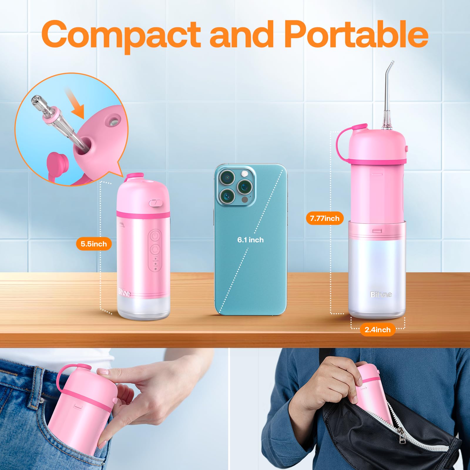 Type-C charging cable included with Bitvae water flosser