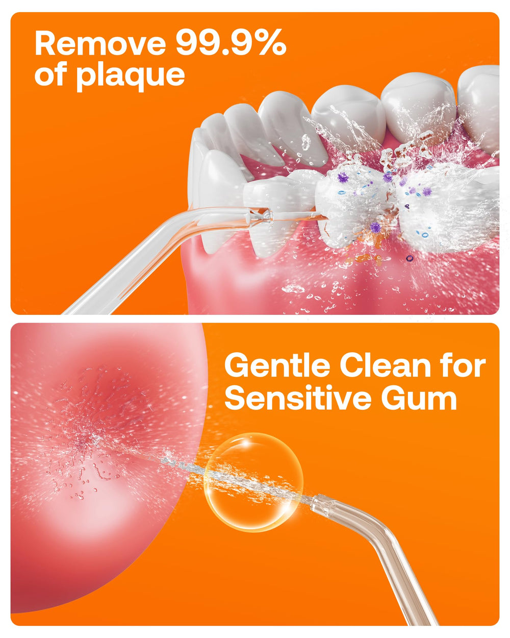 Close-up of Bitvae Water Dental Flosser nozzle with water jet