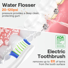 Water flosser kit with 4 replacement brush heads and 4 nozzles