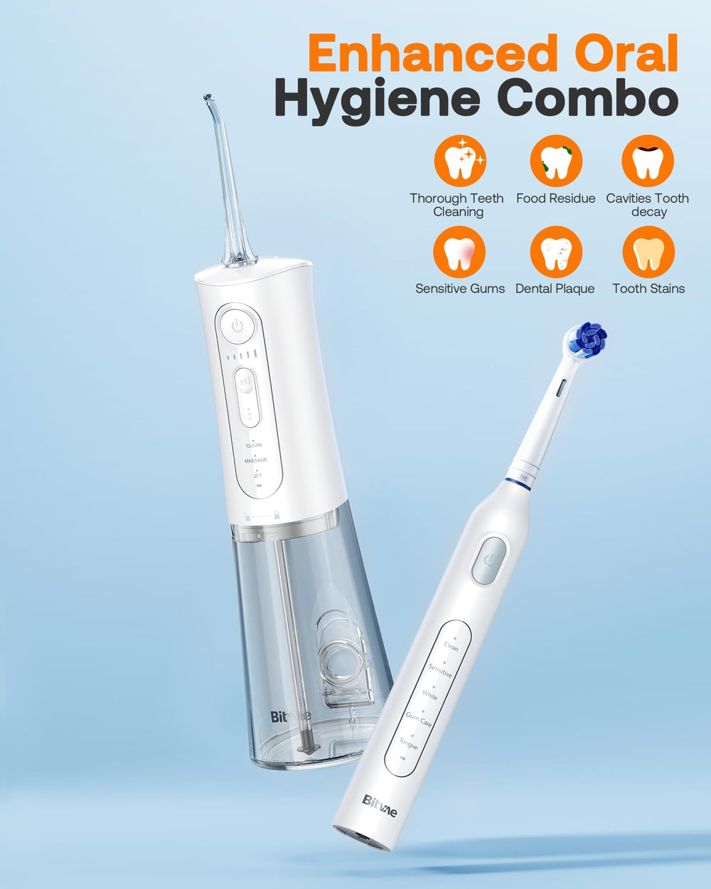 Four water flosser tips/nozzles included in Bitvae kit
