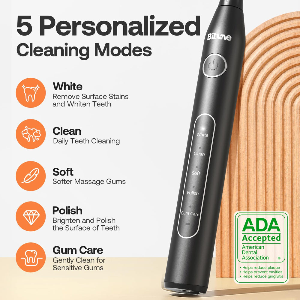 Close-up of Bitvae sonic toothbrush with bristle head