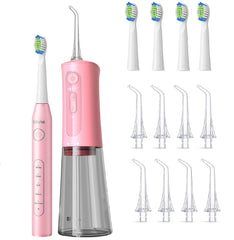 Bitvae water flosser and sonic toothbrush bundle in pink with accessories