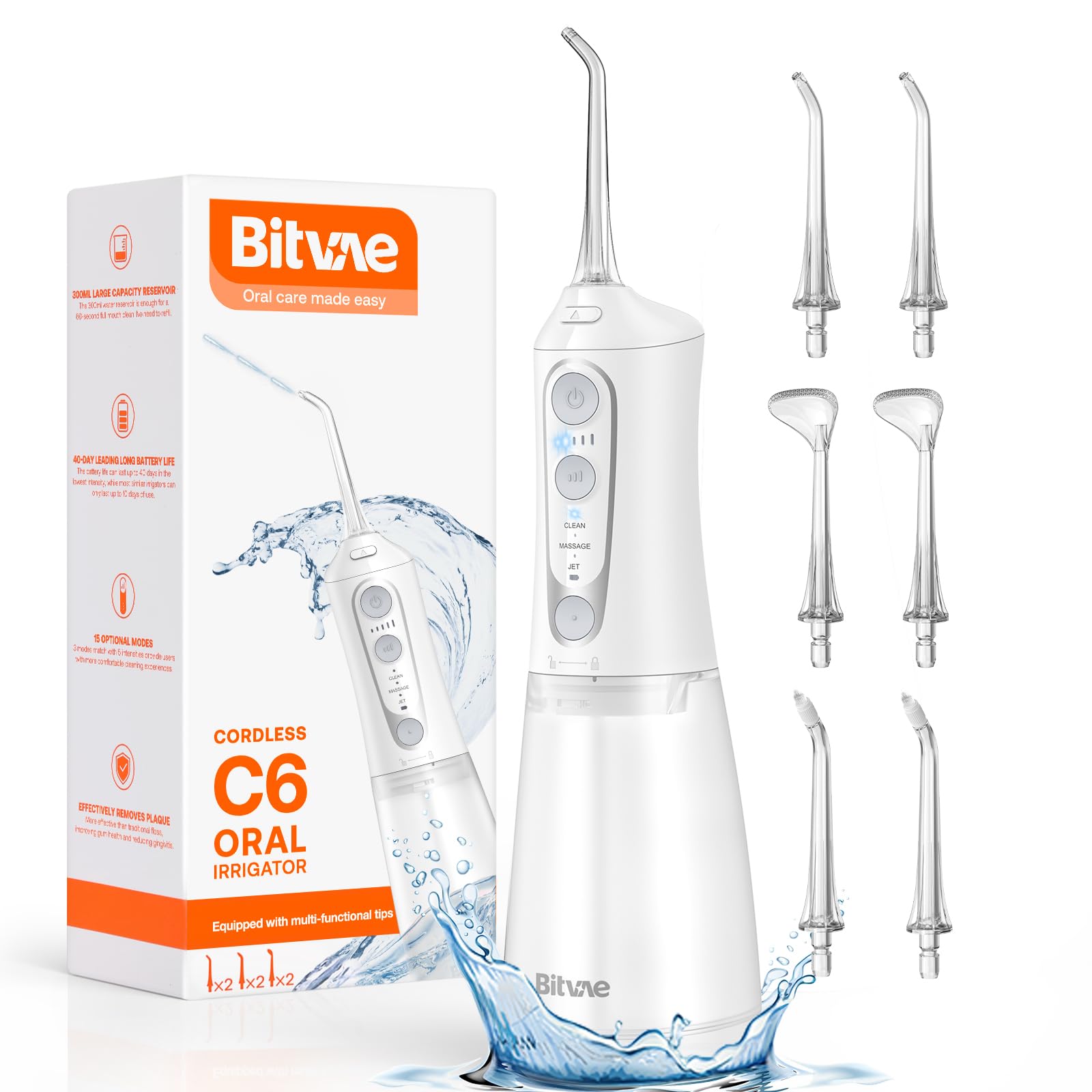Bitvae Water Dental Flosser white front view
