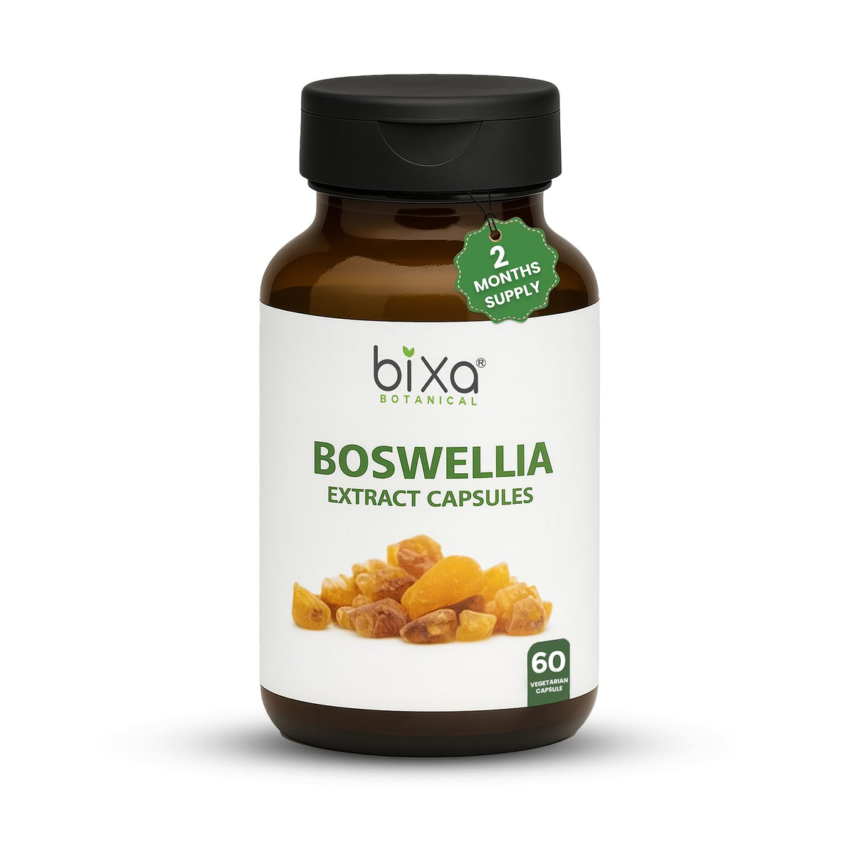 Bottle label: Bixa Botanical Boswellia Serrata extract, 450 mg per capsule