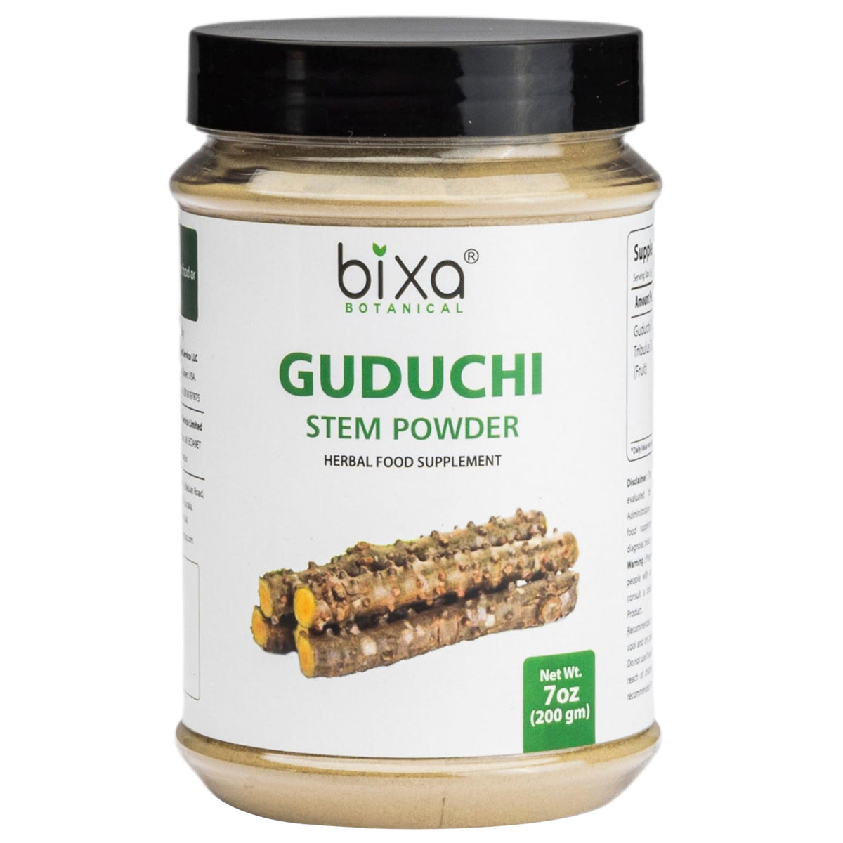 Bixa Botanical Guduchi Powder 200g container with label