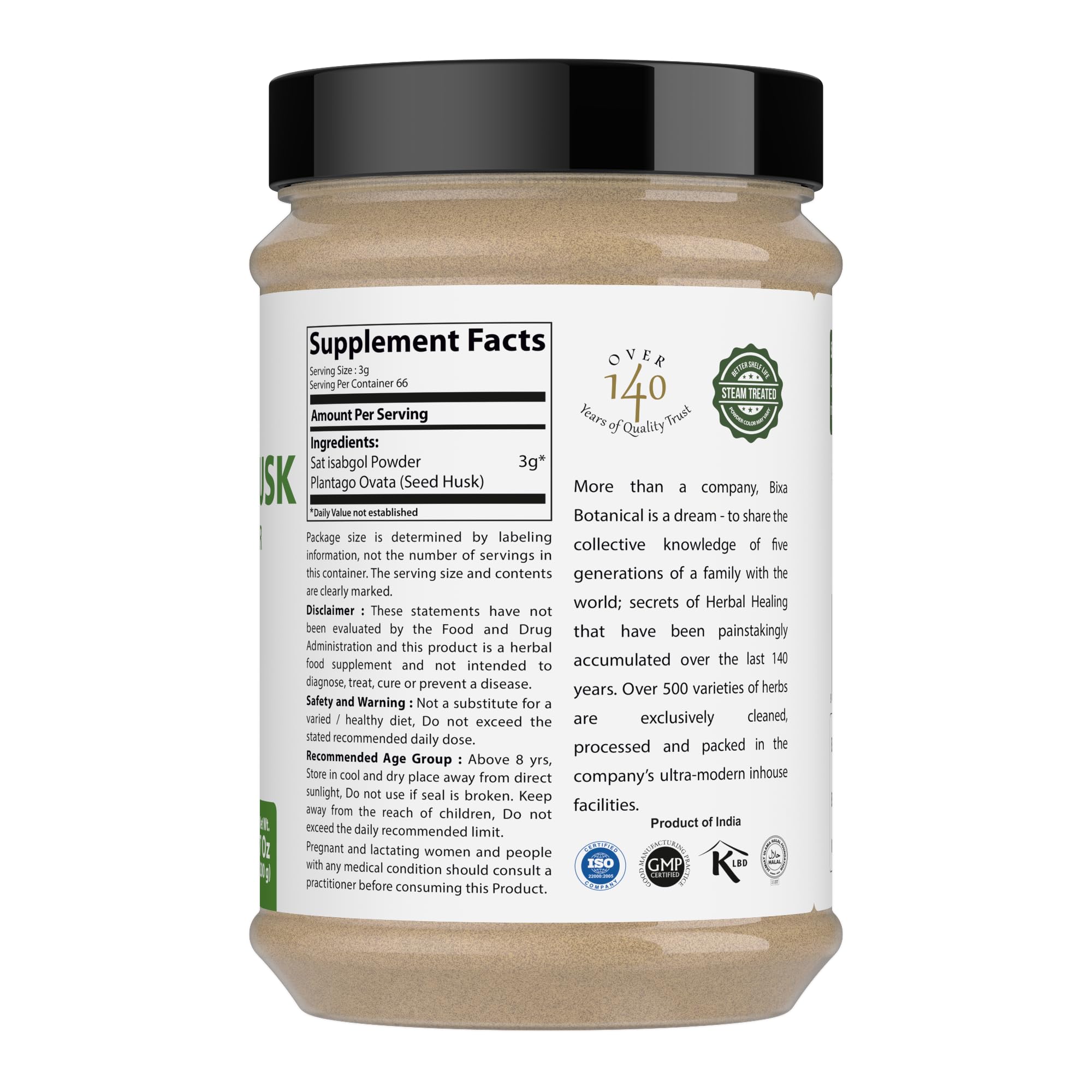 Vegan and gluten-free psyllium husk powder