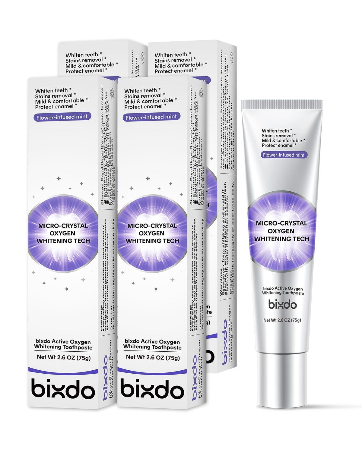 bixdo Pap toothpaste Flower Mint tube front view