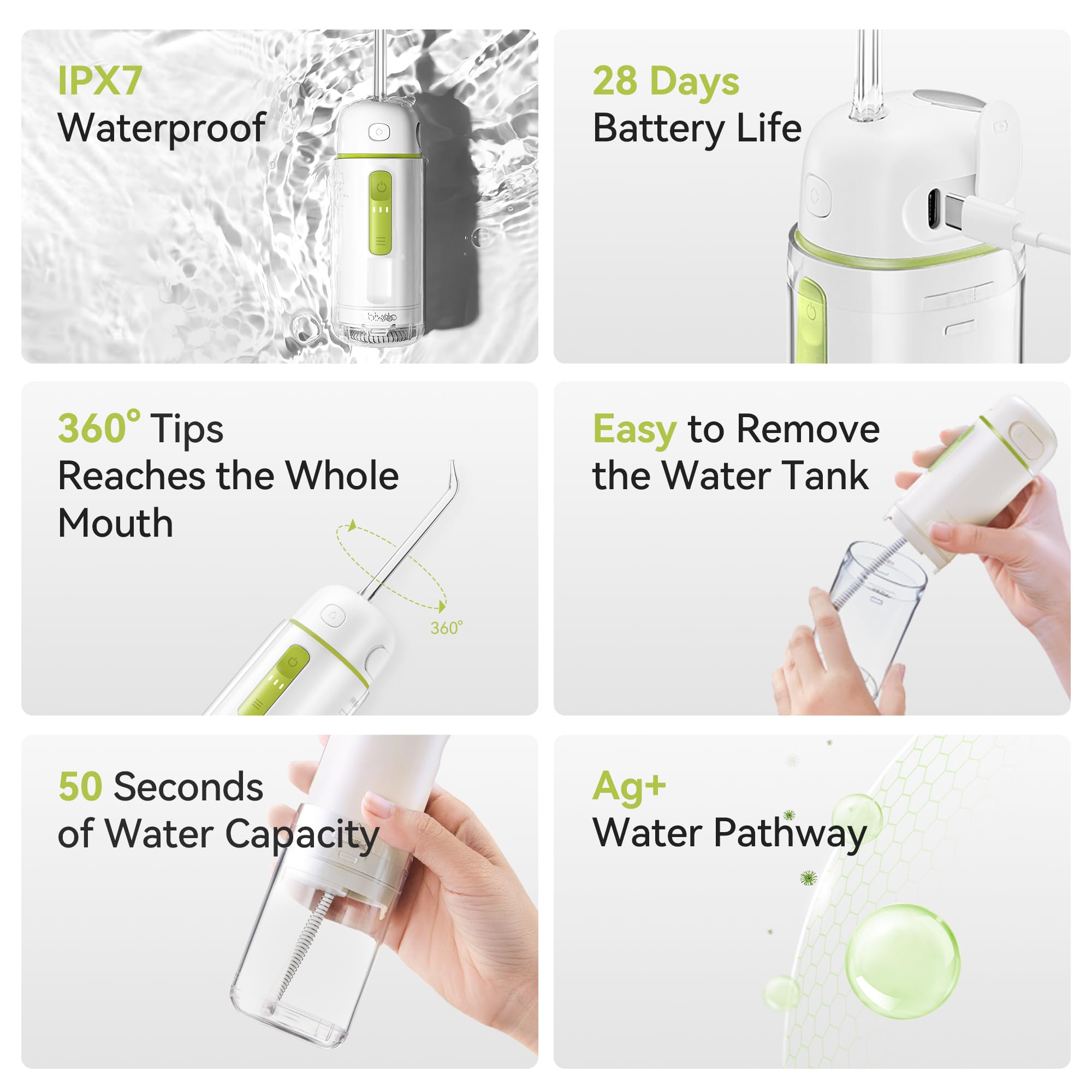 IPX7 waterproof water flosser suitable for wet conditions