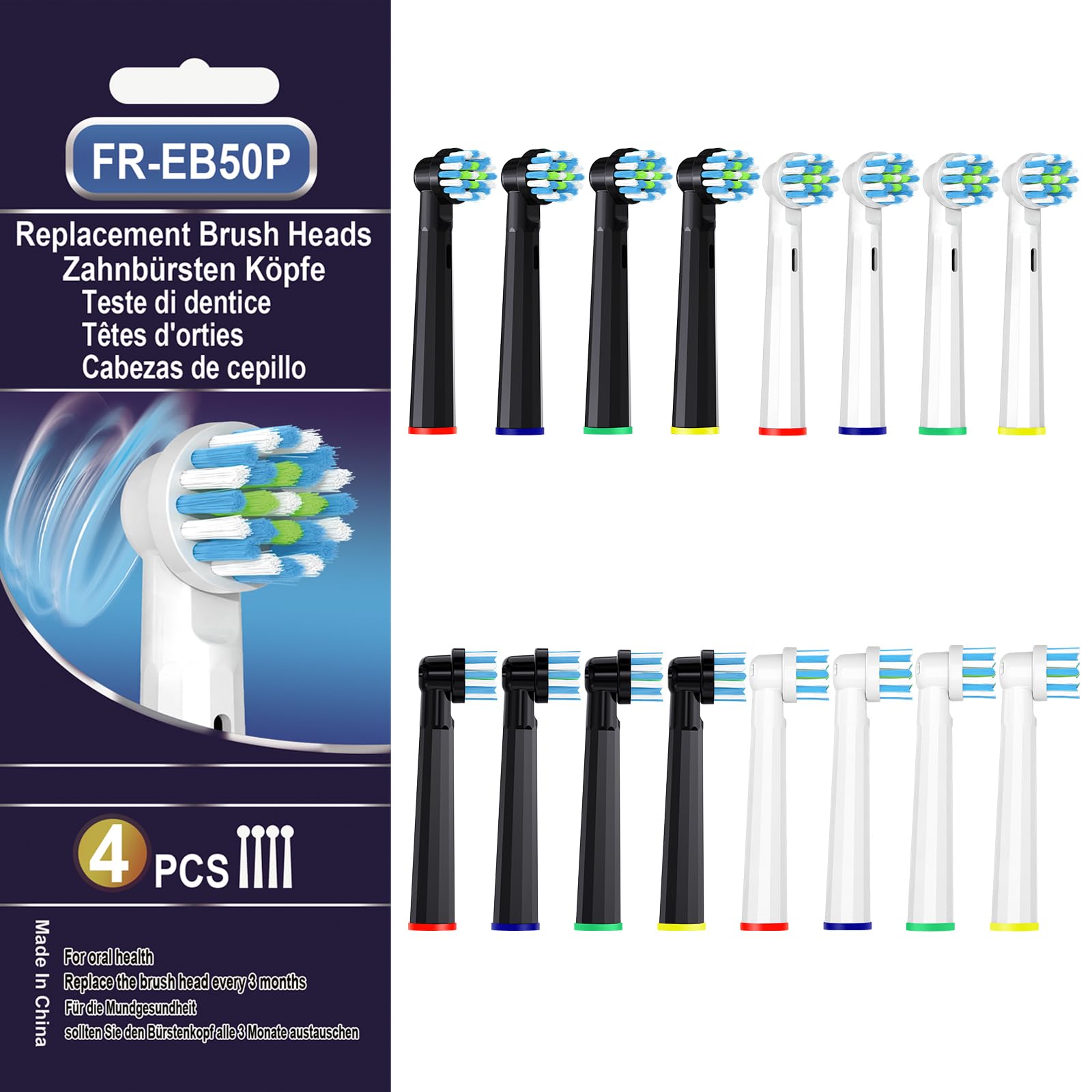 BKIX replacement toothbrush head compatible with Oral-B Pro 1000, Genius X, and Smart 1500