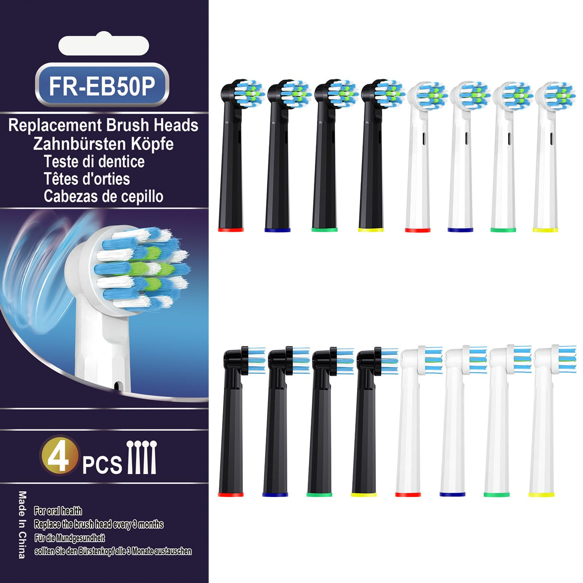 BKIX replacement toothbrush head compatible with Oral-B Pro 1000, Genius X, and Smart 1500