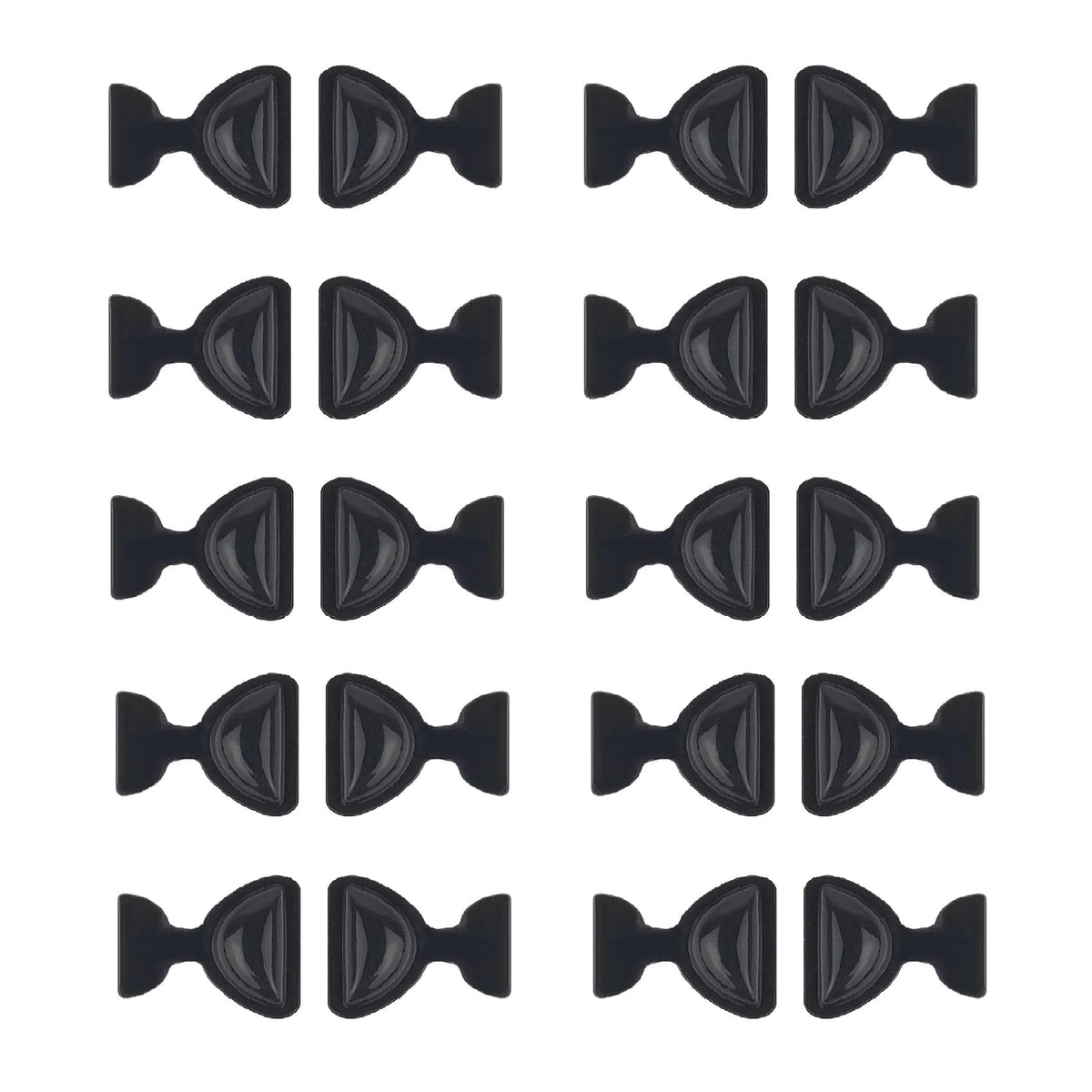 Close-up of black butterfly adhesive silicone eyeglass nose pads