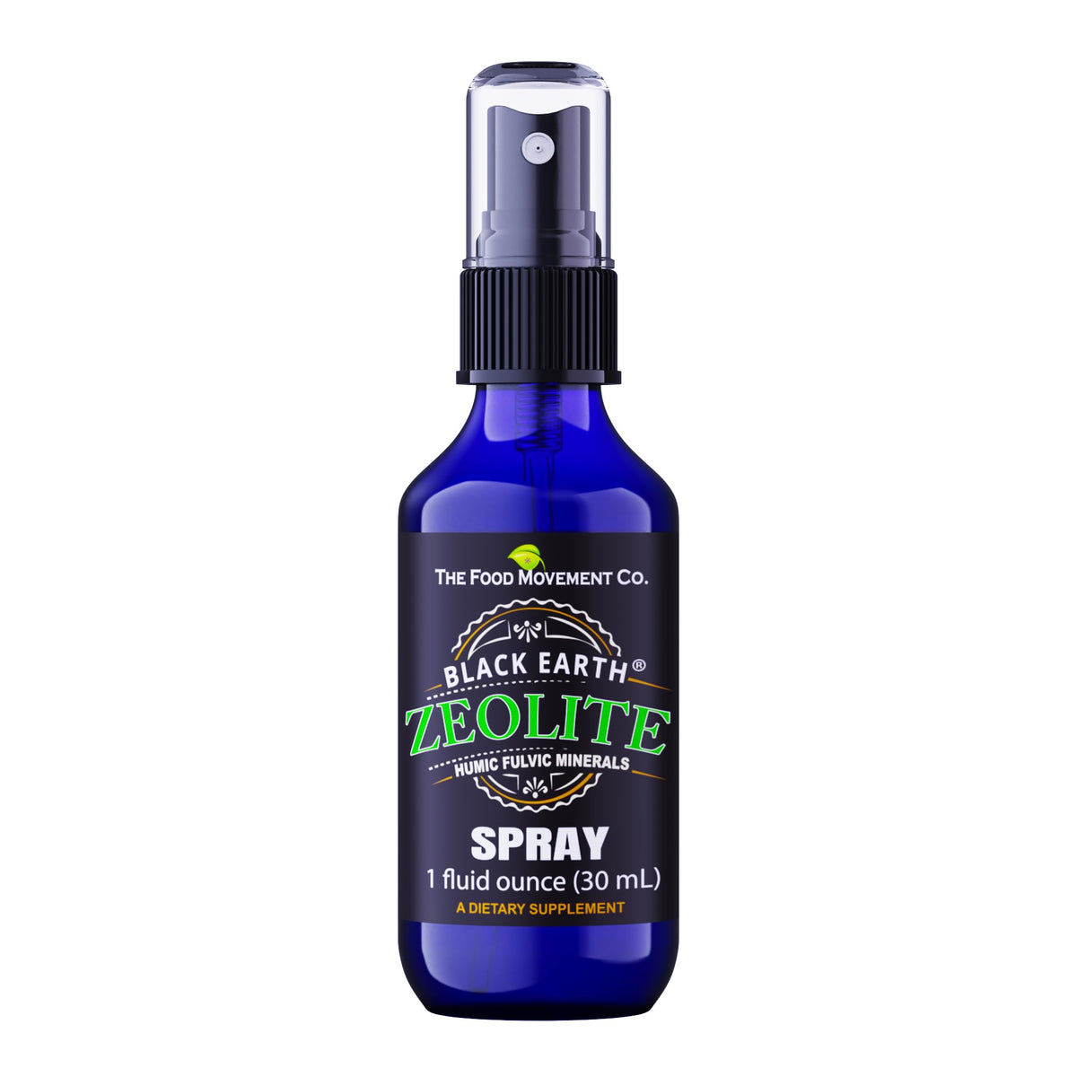 Front view of Black Earth Zeolite 1oz pump spray bottle