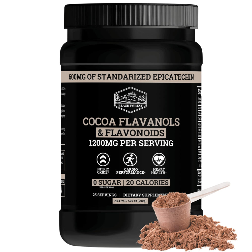 Black Forest Cocoa flavanols and epicatechin per serving label