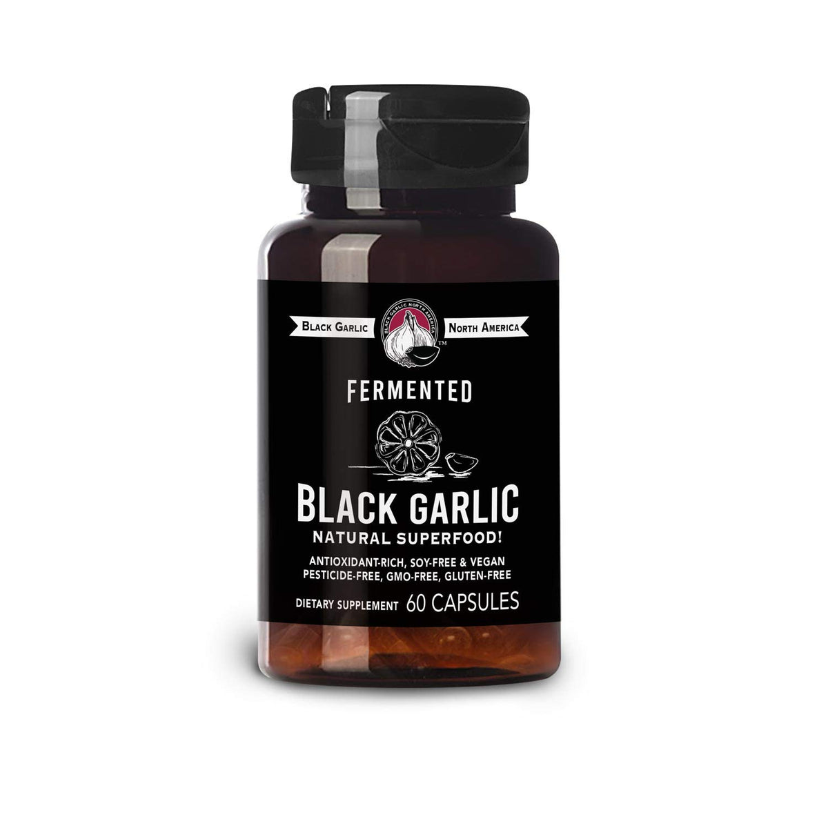 Black Garlic Capsules bottle label