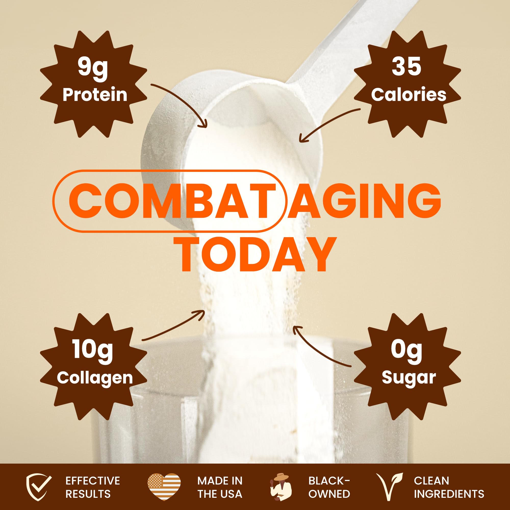 Black Girl Vitamins collagen powder scoop in smoothie highlighting versatile form.