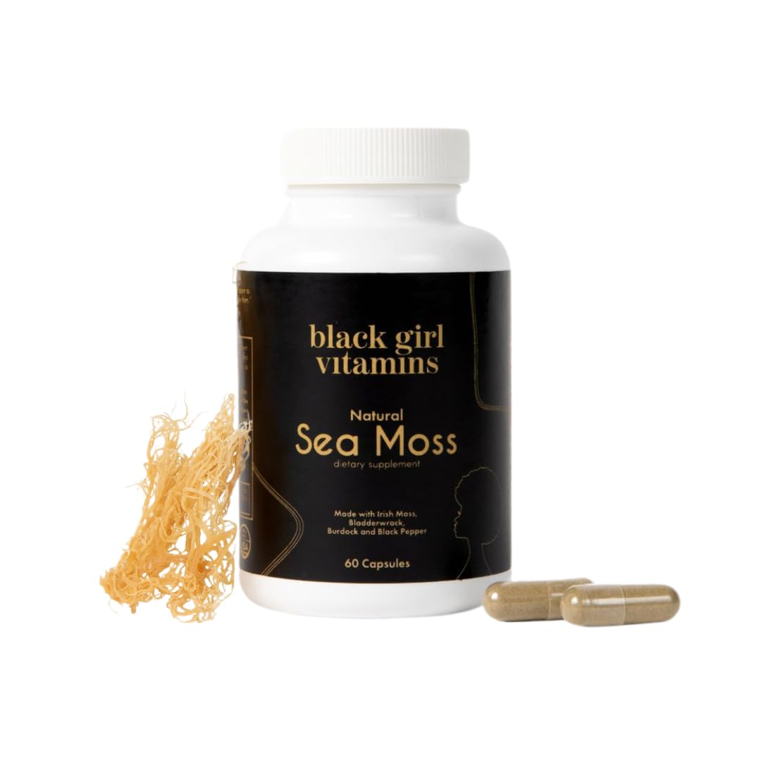 Bottle of Black Girl Vitamins Irish Sea Moss Capsules 500 mg