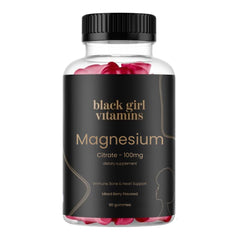 Front view of Black Girl Vitamins Magnesium Gummies 60ct bottle