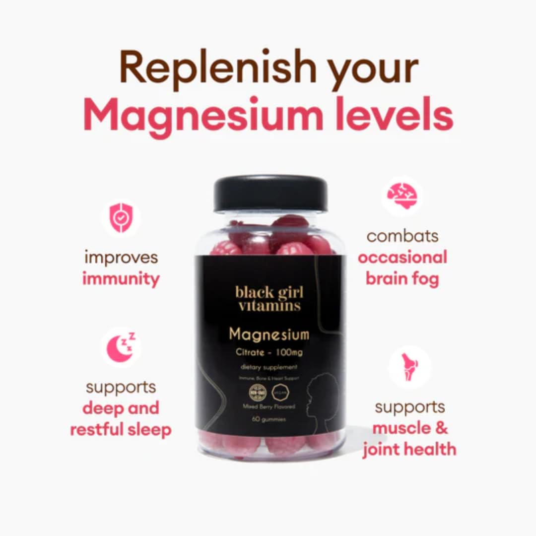 Close-up of Magnesium Gummies label from Black Girl Vitamins